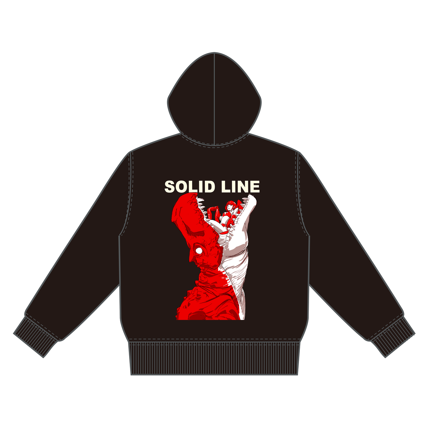 RED&WHITE DINOSAUR Hoodie